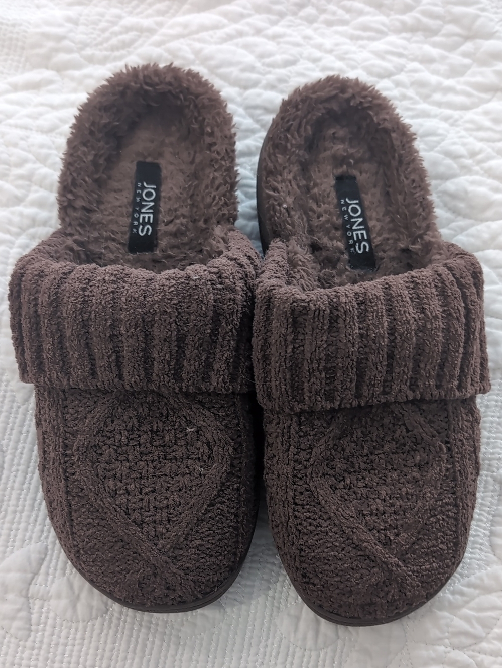 Jones New York Adult Dark Brown Cozy Knit Slippers
